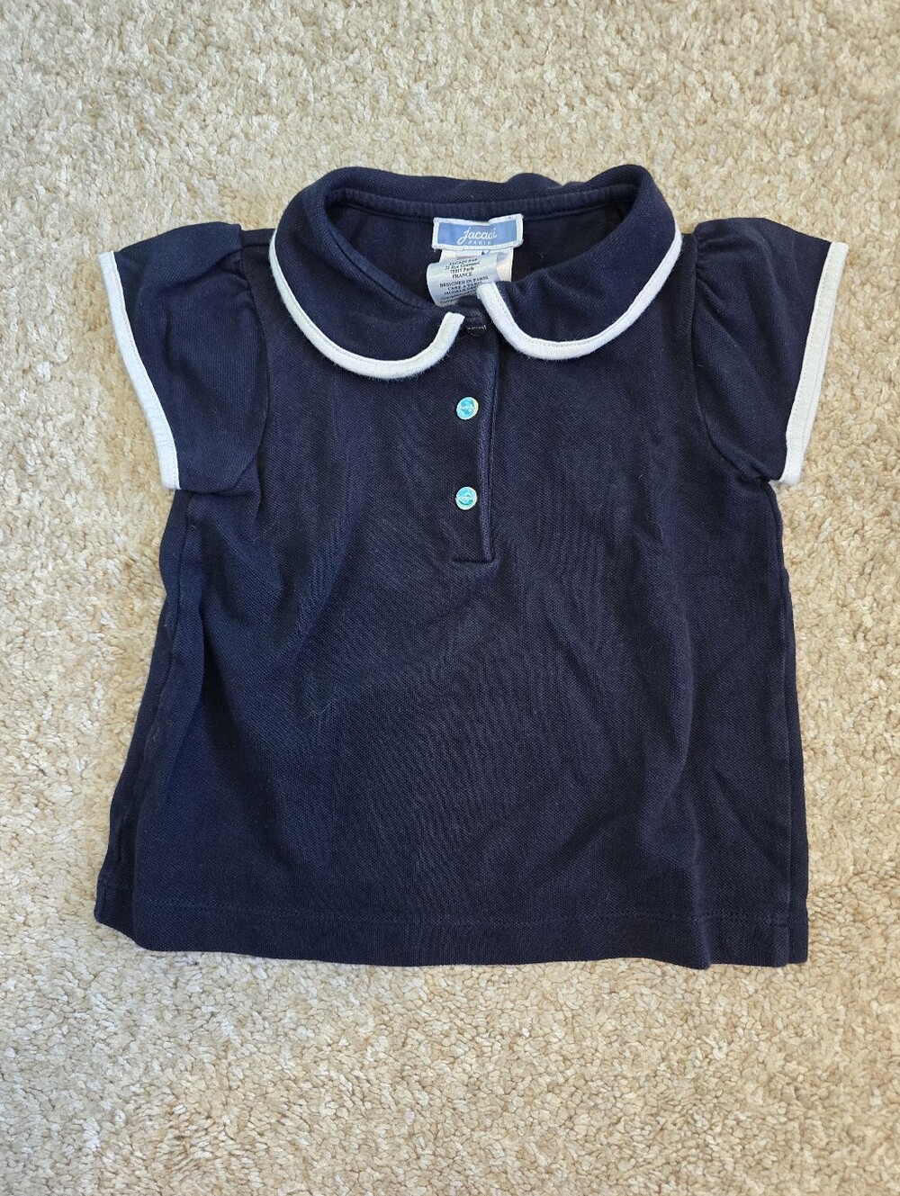 Jacadi Navy Polo Top with White Trim Size 36months